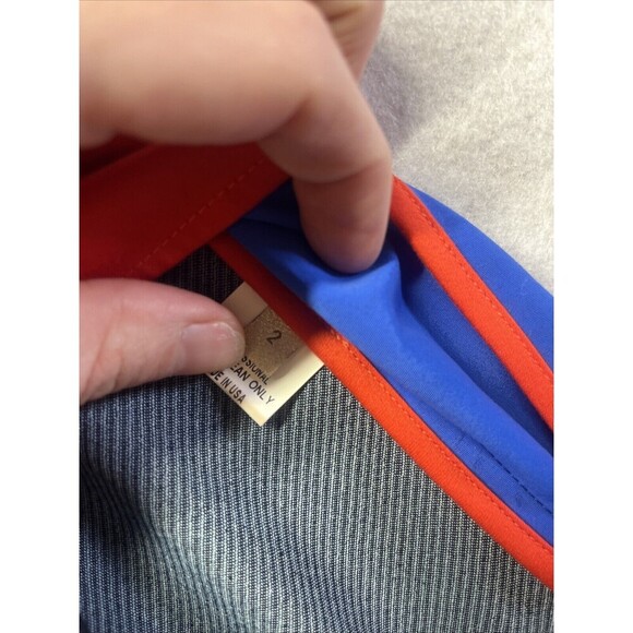 Katharine Kidd Women’s Cotton Color Block Pencil Skirt Blue Size 2 Made In USA - Picture 3 of 5